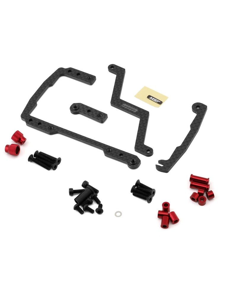 MST MXS-210657R RMX/RRX RS CARBON FIBER SHORTY BATTERY HOLDER MOUNT SET (RED)