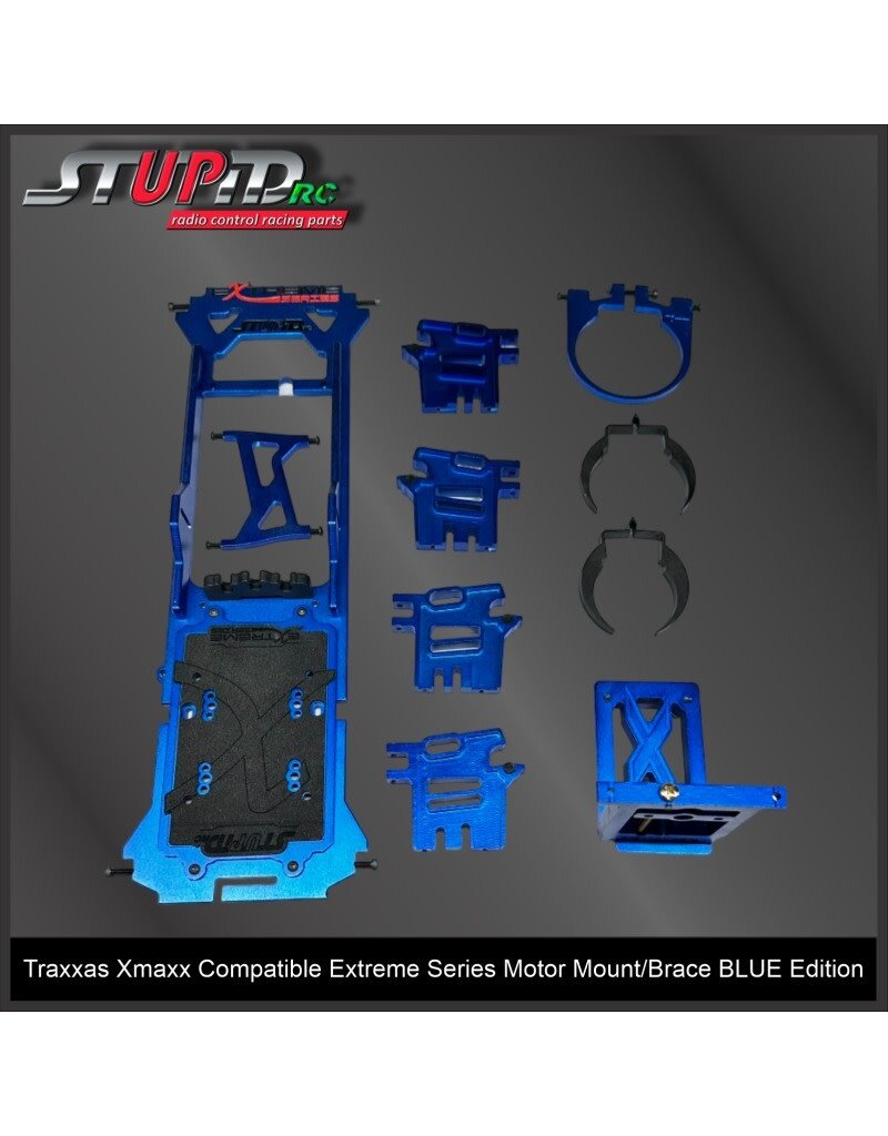 STUPID RC STP1026BLU EXTREME SERIES MOTOR MOUNT/BRACE FOR XMAXX BLUE EDITION