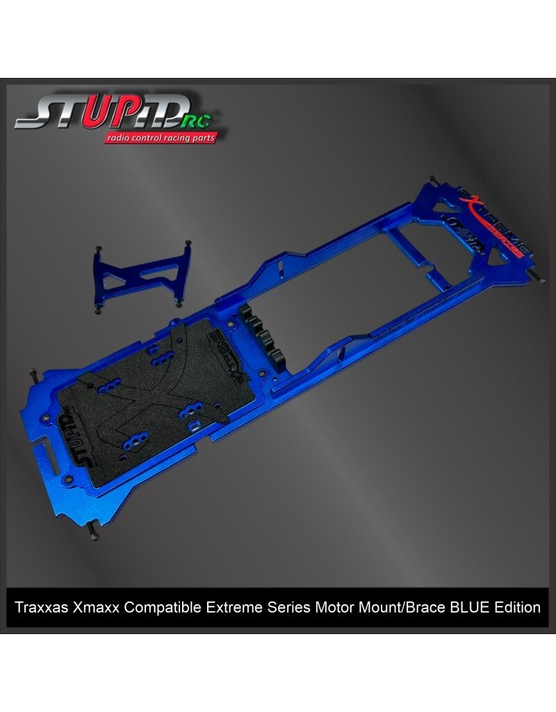 STUPID RC STP1026BLU EXTREME SERIES MOTOR MOUNT/BRACE FOR XMAXX BLUE EDITION