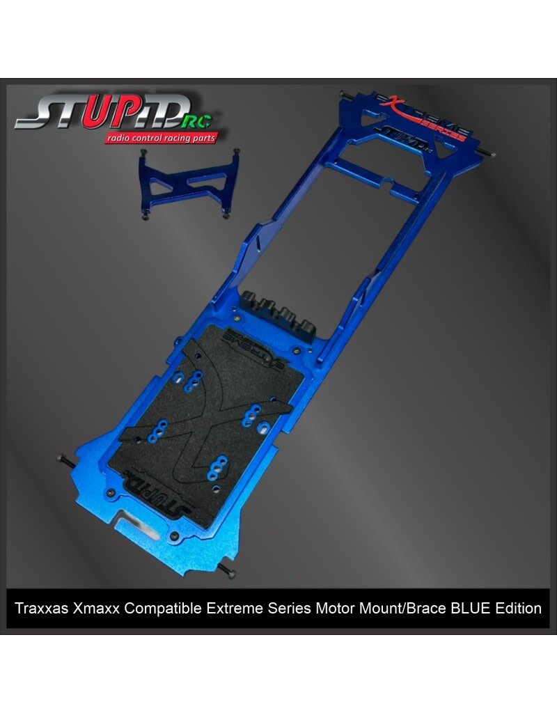 STUPID RC STP1026BLU EXTREME SERIES MOTOR MOUNT/BRACE FOR XMAXX BLUE EDITION