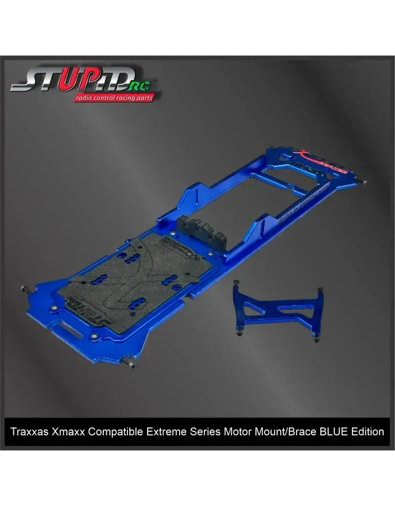 STUPID RC STP1026BLU EXTREME SERIES MOTOR MOUNT/BRACE FOR XMAXX BLUE EDITION