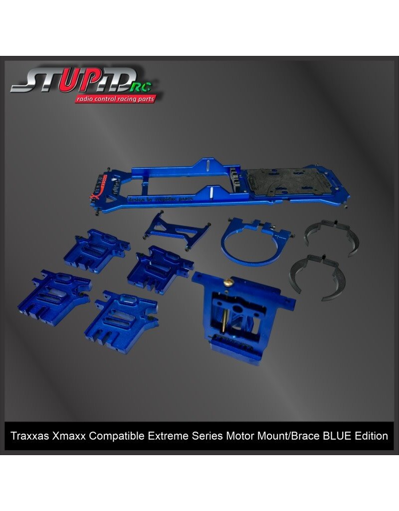 STUPID RC STP1026BLU EXTREME SERIES MOTOR MOUNT/BRACE FOR XMAXX BLUE EDITION