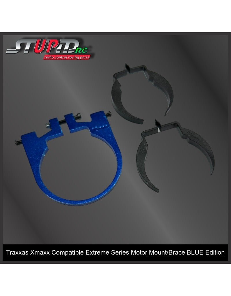 STUPID RC STP1026BLU EXTREME SERIES MOTOR MOUNT/BRACE FOR XMAXX BLUE EDITION