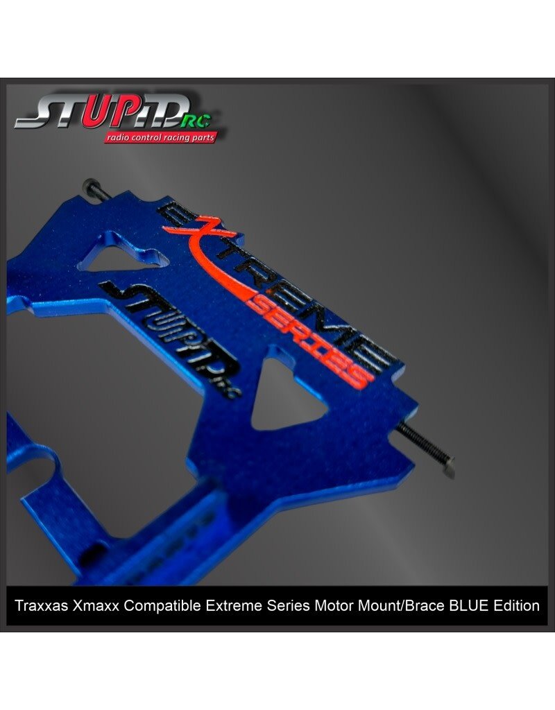 STUPID RC STP1026BLU EXTREME SERIES MOTOR MOUNT/BRACE FOR XMAXX BLUE EDITION