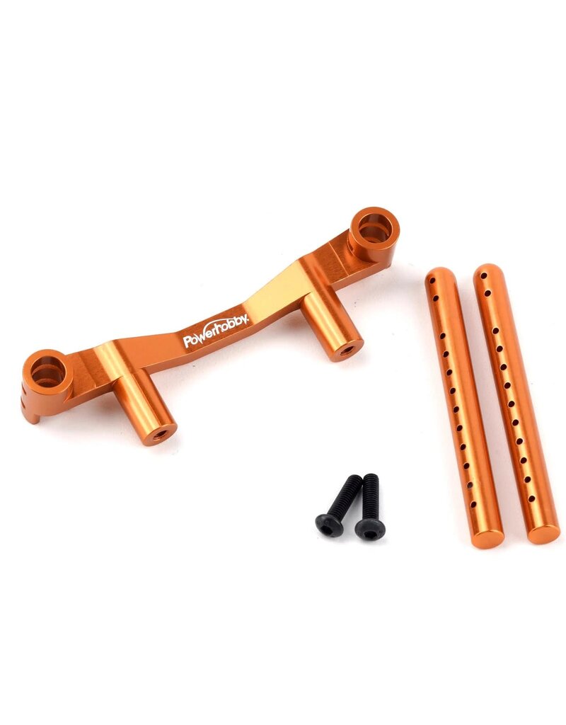 POWER HOBBY PHB6425ORANGE ALUMINUM REAR BODY POST MOUNT ORANGE, HPI RS4 SPORT3