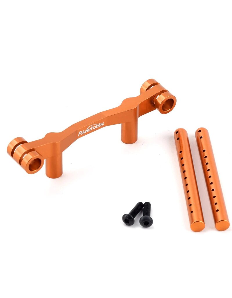 POWER HOBBY PHB6425ORANGE ALUMINUM REAR BODY POST MOUNT ORANGE, HPI RS4 SPORT3