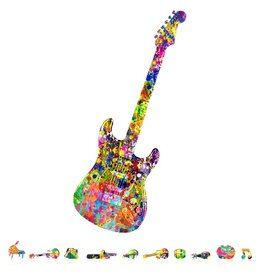 ZENCHALET ZCPSG200 SPLATTER GUITAR WOODEN PUZZLE, 200 PCS