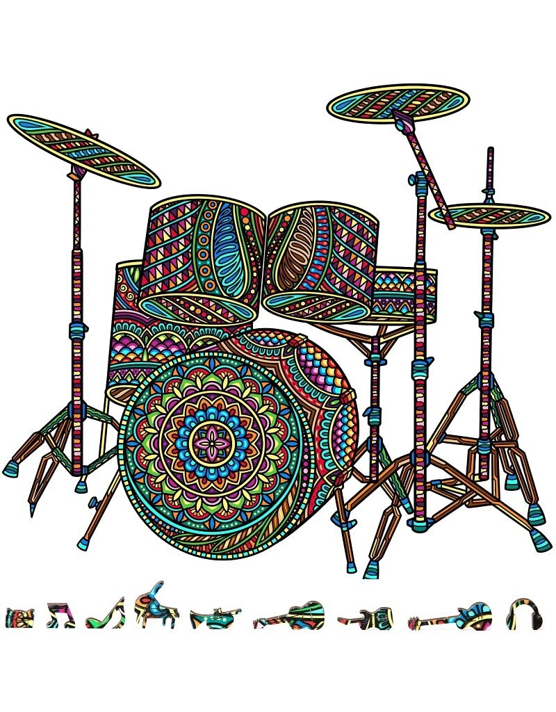 ZENCHALET ZCPDS200 DRUM SET WOODEN PUZZLE, 200 PCS
