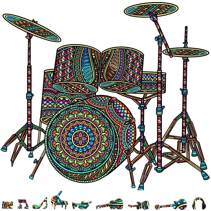 ZCPDS200 DRUM SET WOODEN PUZZLE, 200 PCS