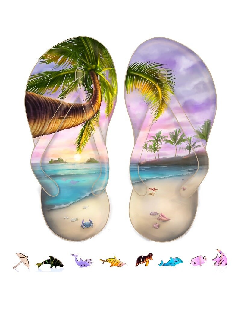 ZENCHALET ZCPFF200 FLIP FLOPS WOODEN PUZZLE, 200 PCS