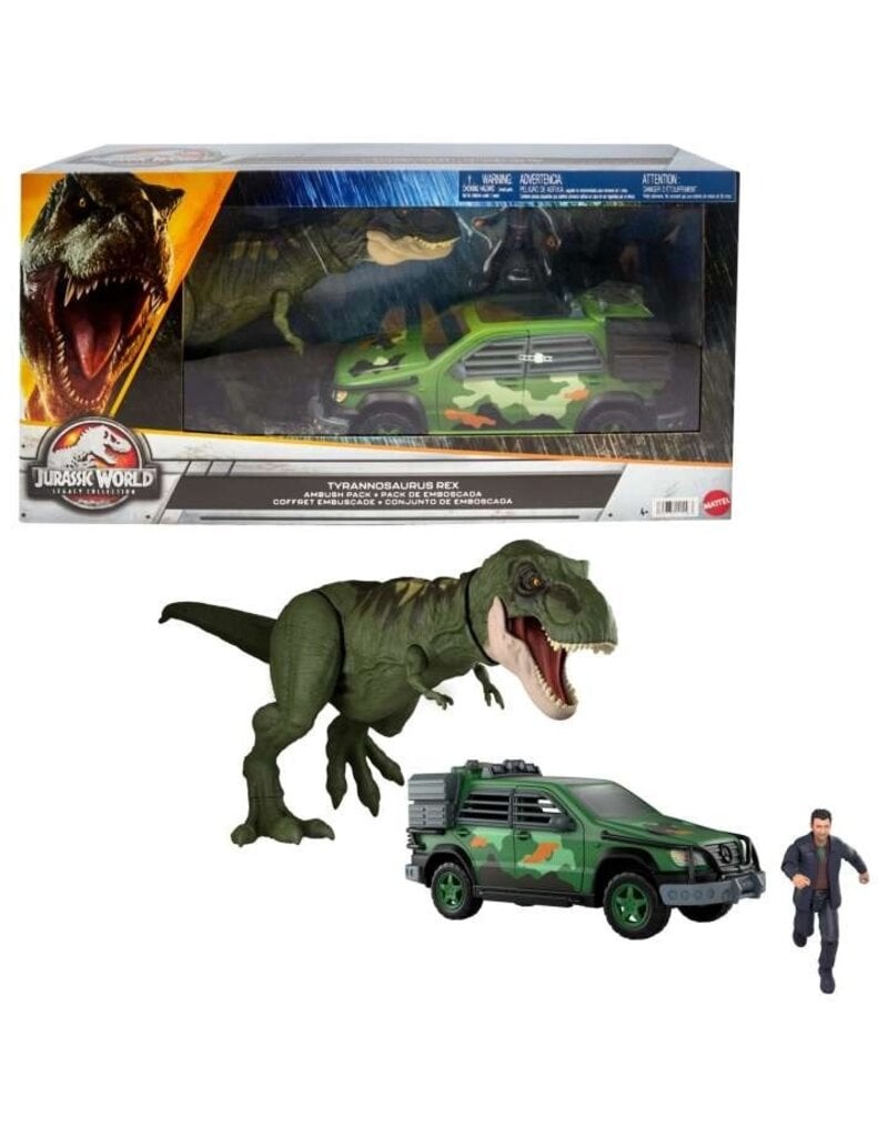 MATTEL MTL HLN17 JURASSIC WORLD LEGACY TYRANNOSAURUS REX AMBUSH TOY VEHICLE AND ACTION FIGURE SET