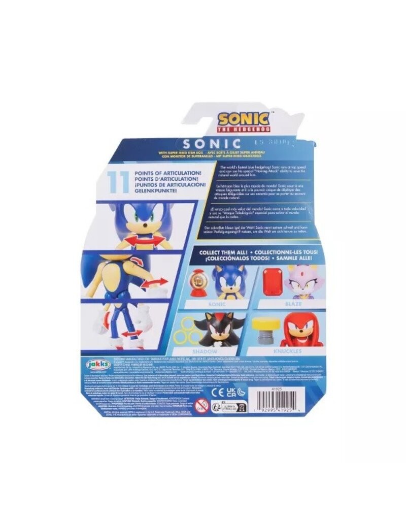 JAKKS PACIFIC 41925 SONIC THE HEDGEHOG WITH SUPER RING ITEM BOX ACTION FIGURE