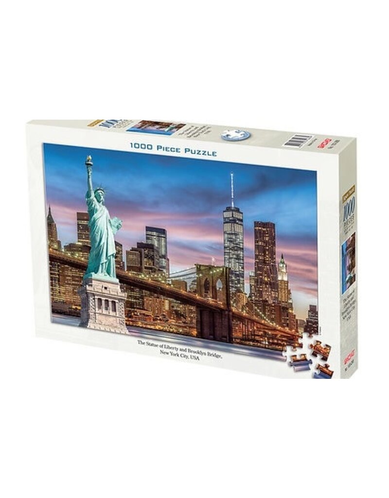 TOMAX TOM100-268 THE STATUE OF LIBERTY AND THE BROOKLYN BRIDGE NEW YORK CITY USA