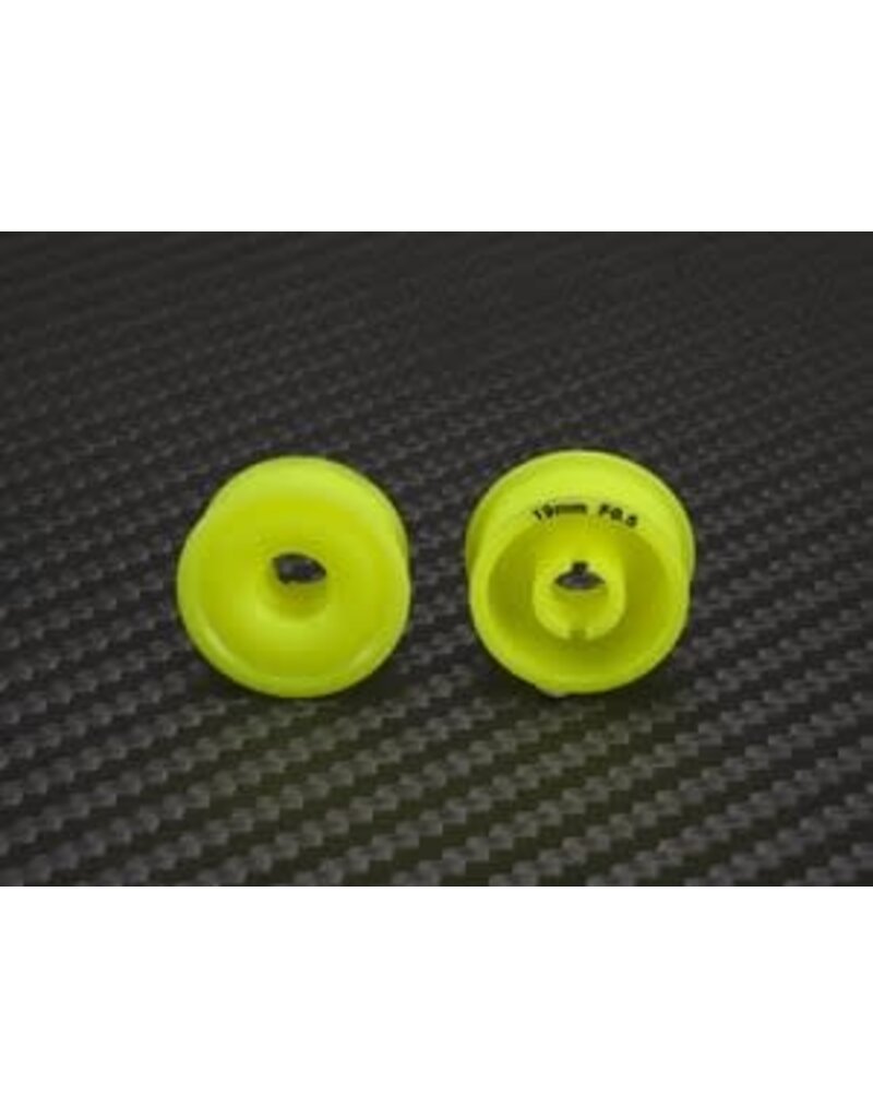 PN RACING KEN PNMR2089F05-19 MINI-Z 2WD MACHINE CUT DELRIN YELLOW FORMULA 8.5X19MM FLANGED WHEELS F0.5