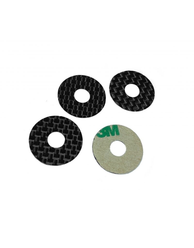 1UP RACING 1UP10401 CARBON FIBER BODY WASHERS ADHESIVE BACKED 6MM POST, 4PCS