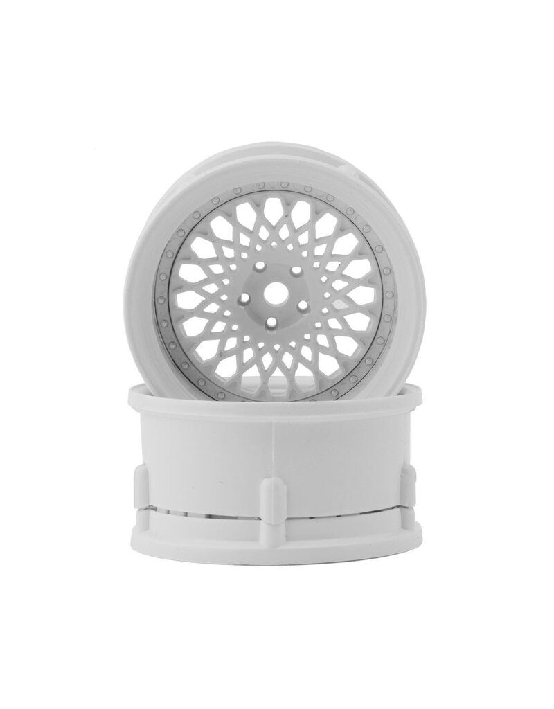 DS RACING DSC-DE-301  DRIFT ELEMENT MESH DRIFT WHEELS (TRIPLE WHITE) (ADJUSTABLE OFFSET) W/12MM HEX (2)