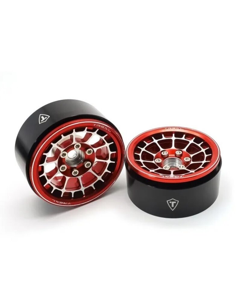 TREAL TRLX0033DK10B TYPE A 1.9'' SPOKED BEADLOCK WHEELS (RED) (2)