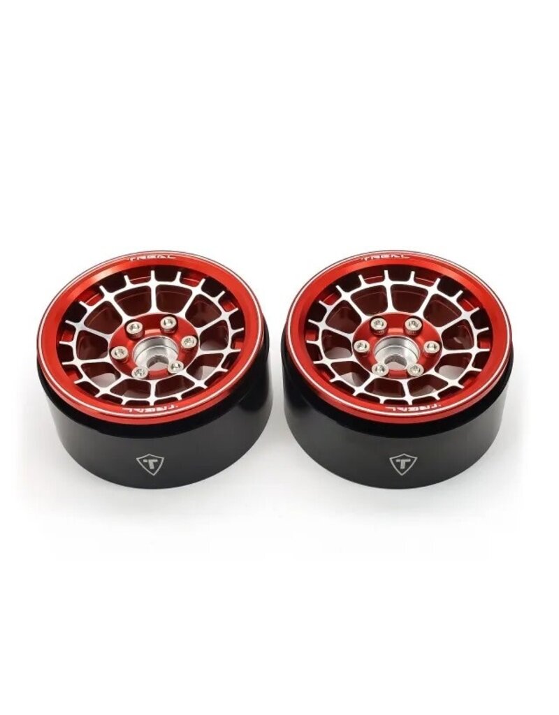 TREAL TRLX0033DK10B TYPE A 1.9'' SPOKED BEADLOCK WHEELS (RED) (2)
