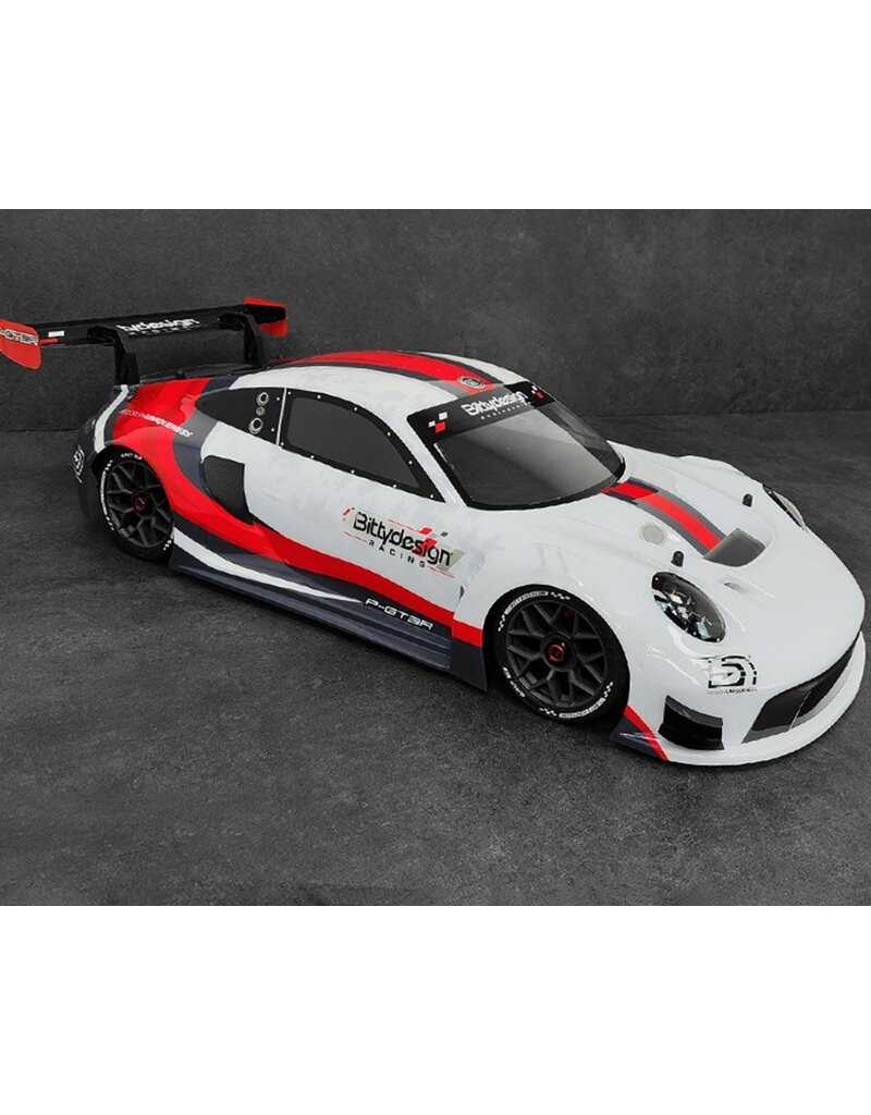 BITTYDESIGN BDYAR7-PGT3R-PP P-GT3R PRE-PAINTED 1/7 SUPERCAR BODY (WHITE/RED) (ARRMA INFRACTION/LIMITLESS)