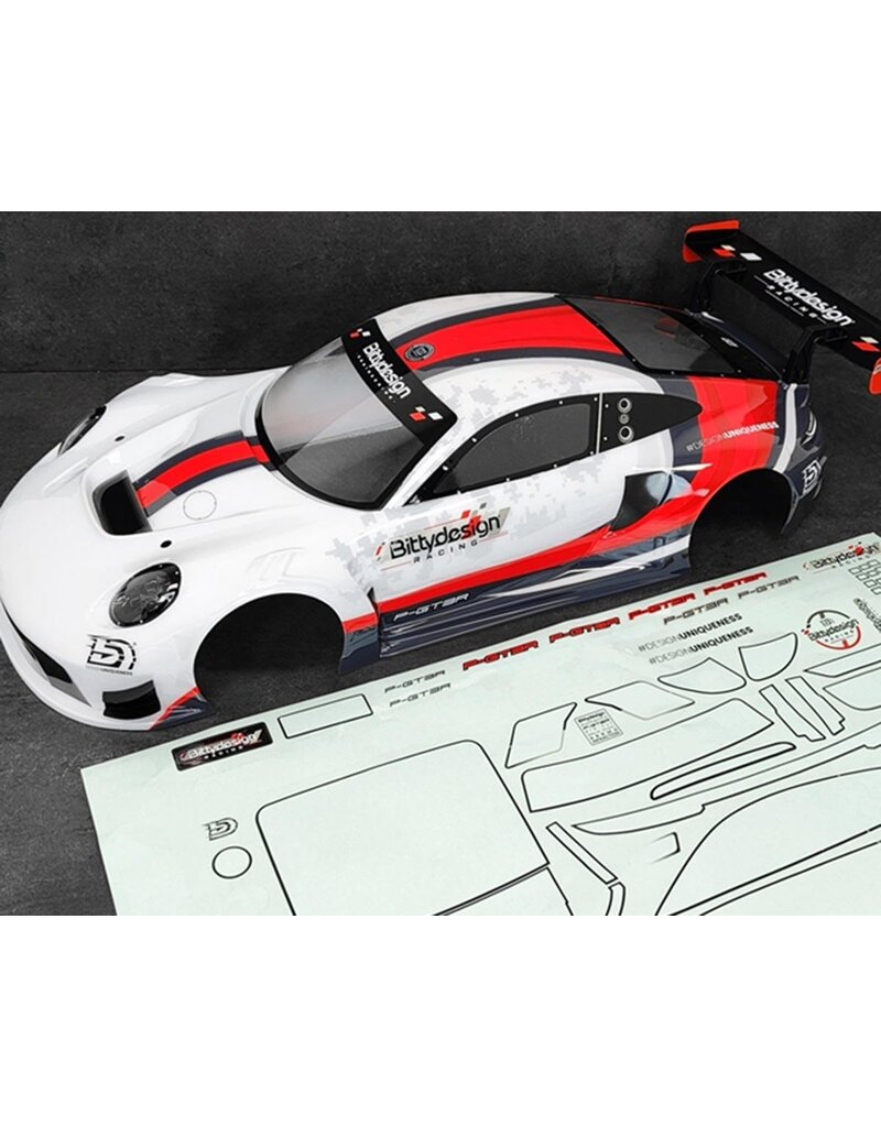 BITTYDESIGN BDYAR7-PGT3R-PP P-GT3R PRE-PAINTED 1/7 SUPERCAR BODY (WHITE/RED) (ARRMA INFRACTION/LIMITLESS)