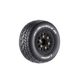 LOUISE LOULT3228VB SC-ROCKET M OVAL TRACK 1/10 SHORT COURSE TIRES, SUPER SOFT, 12, 14 & 17MM REMOVABLE HEX ON BLACK RIM (2)