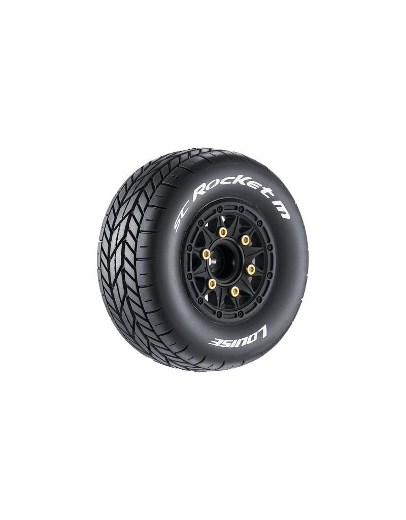 LOUISE LOULT3228VB SC-ROCKET M OVAL TRACK 1/10 SHORT COURSE TIRES, SUPER SOFT, 12, 14 & 17MM REMOVABLE HEX ON BLACK RIM (2)