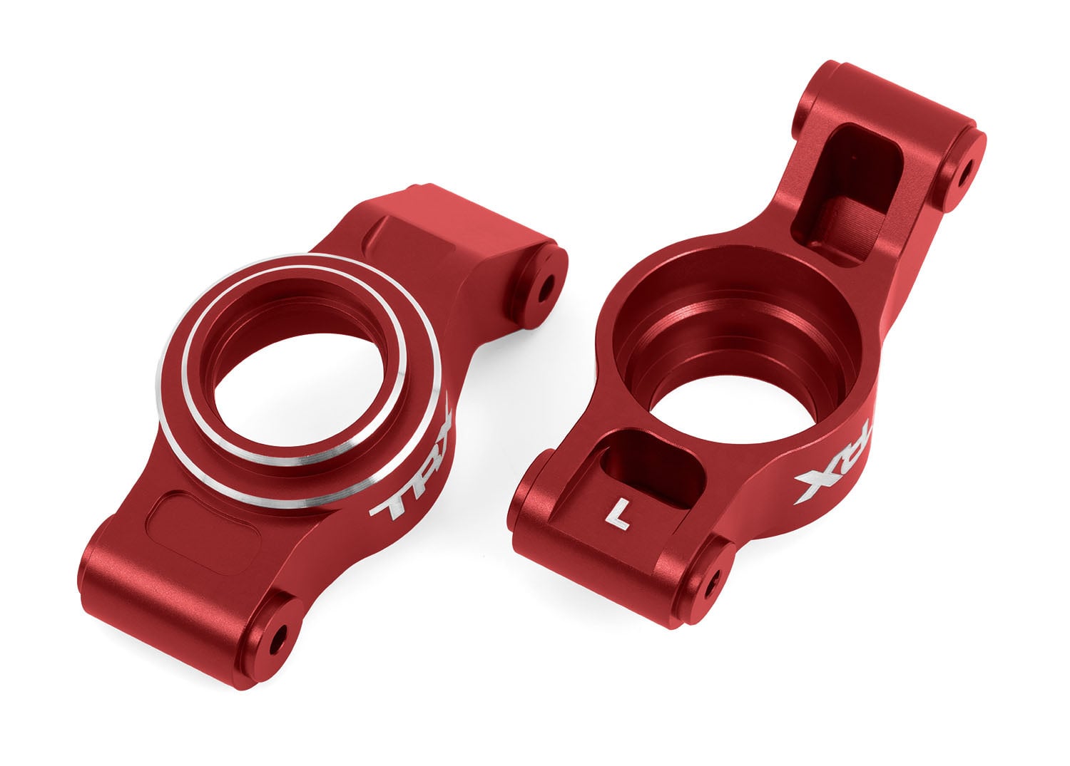 TRA7852-RED STUB AXLE CARRIERS ALUM RED L/R