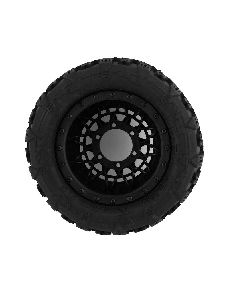 METHOD RC MTD1500  TERRAFORM BELTED PRE-MOUNT 1/10 MONSTER TRUCK TIRE (BLACK) (2) W/ARRAY BEADLOCK 12MM & 14MM HEX WHEELS