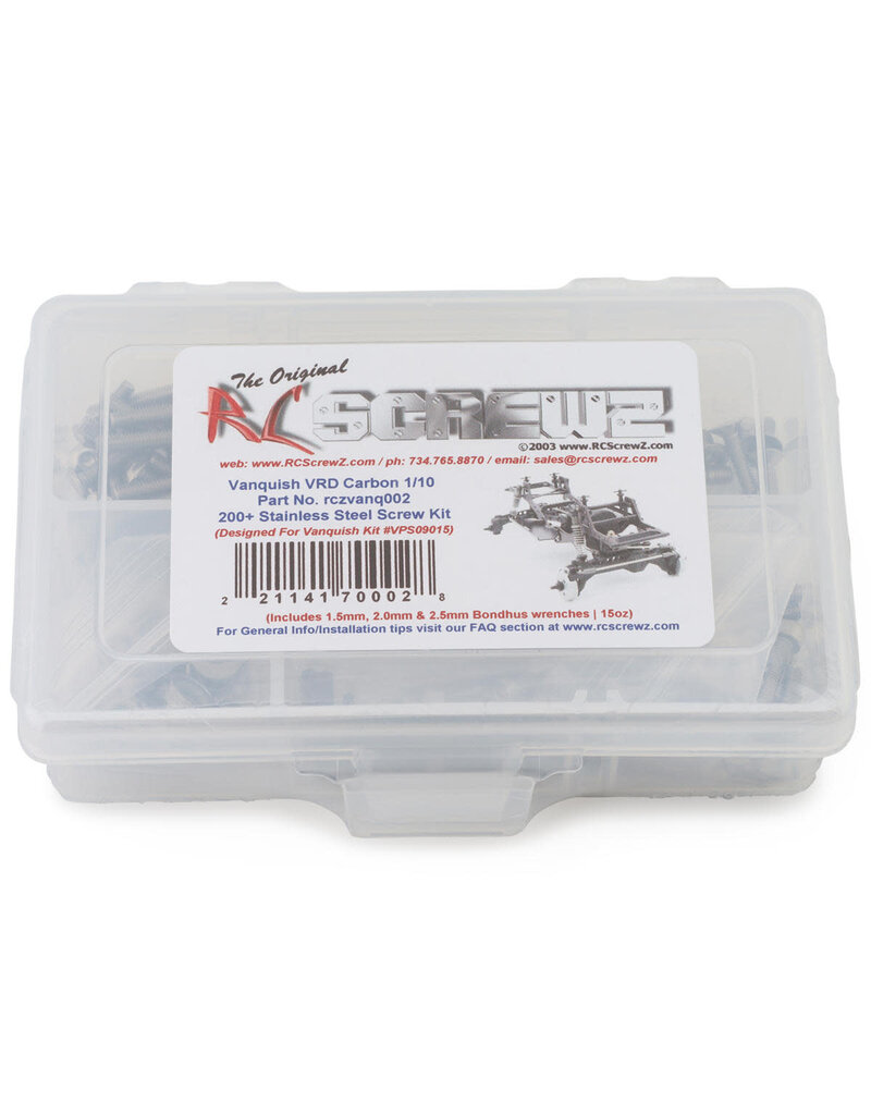 RC SCREWZ RCZVANQ002 VANQUISH VRD CARBON STAINLESS STEEL SCREW KIT