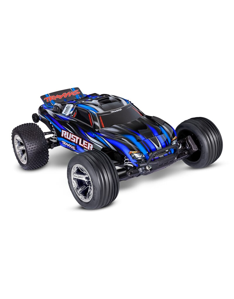 TRAXXAS TRA37354-4-BLUE 1/10 RUSTLER 2WD BL-2S HD RTR STADIUM TRUCK: BLUE