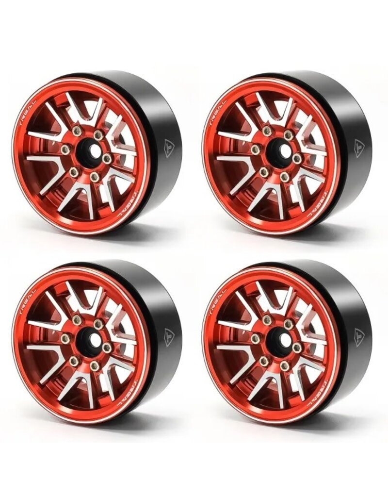 TREAL TRLX003JBTKZT  TYPE L 1.9" V-SPOKE BEADLOCK WHEELS (RED) (4)