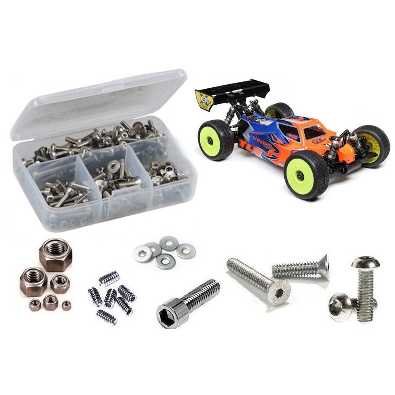 RCZLOS143 TEAM LOSI 8IGHT-X/E 2.0 COMPLETE SCREW KIT STAINLESS STEEL