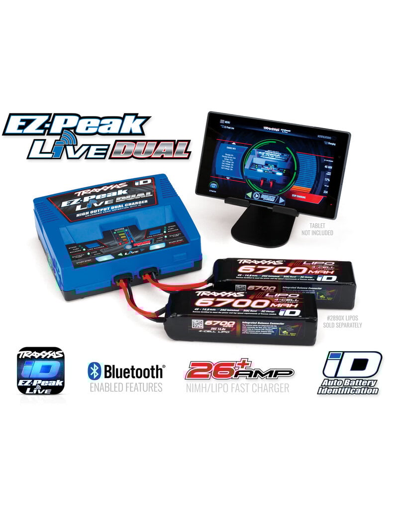 TRAXXAS TRA2973 CHARGER, EZ-PEAK LIVE DUAL, 200W, NIMH/LIPO WITH ID AUTO BATTERY IDENTIFICATION
