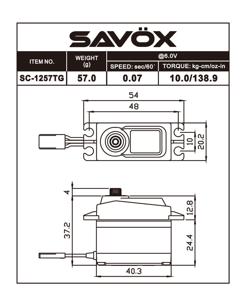 SAVOX SAVSC1257TG-BE BLACK EDITION STANDARD SIZE CORELESS DIGITAL SERVO .07/139