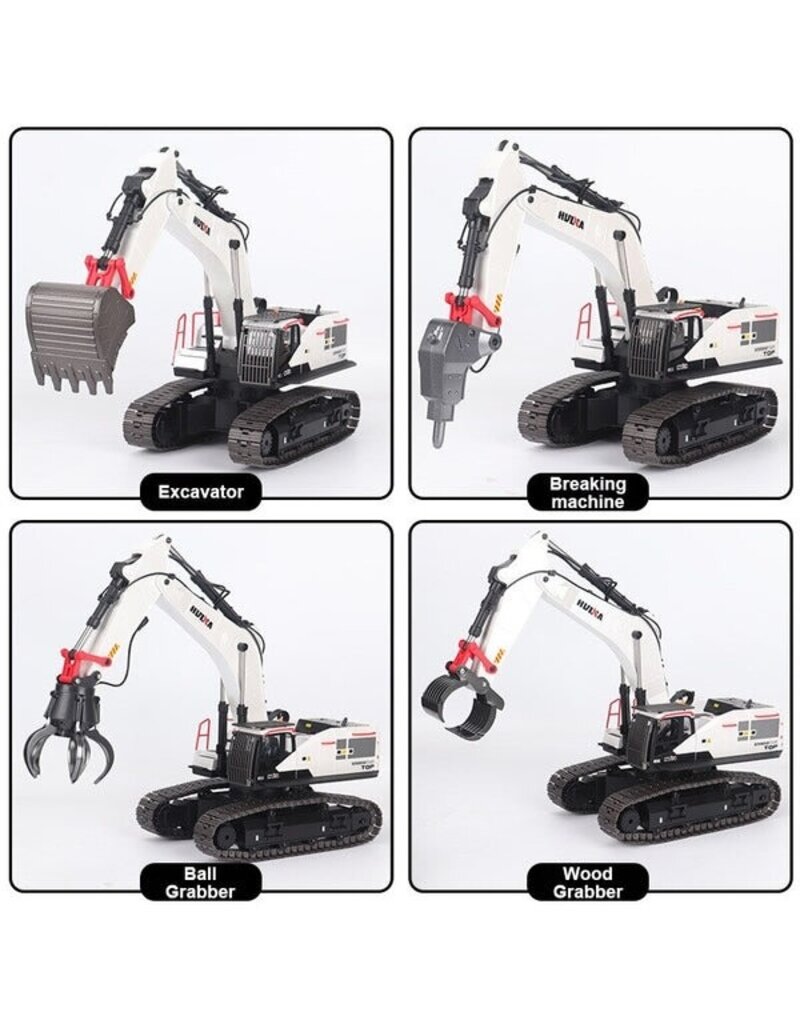HUINA HUN11594W EXCAVATOR YELLOW 1/14 SCALE: WHITE