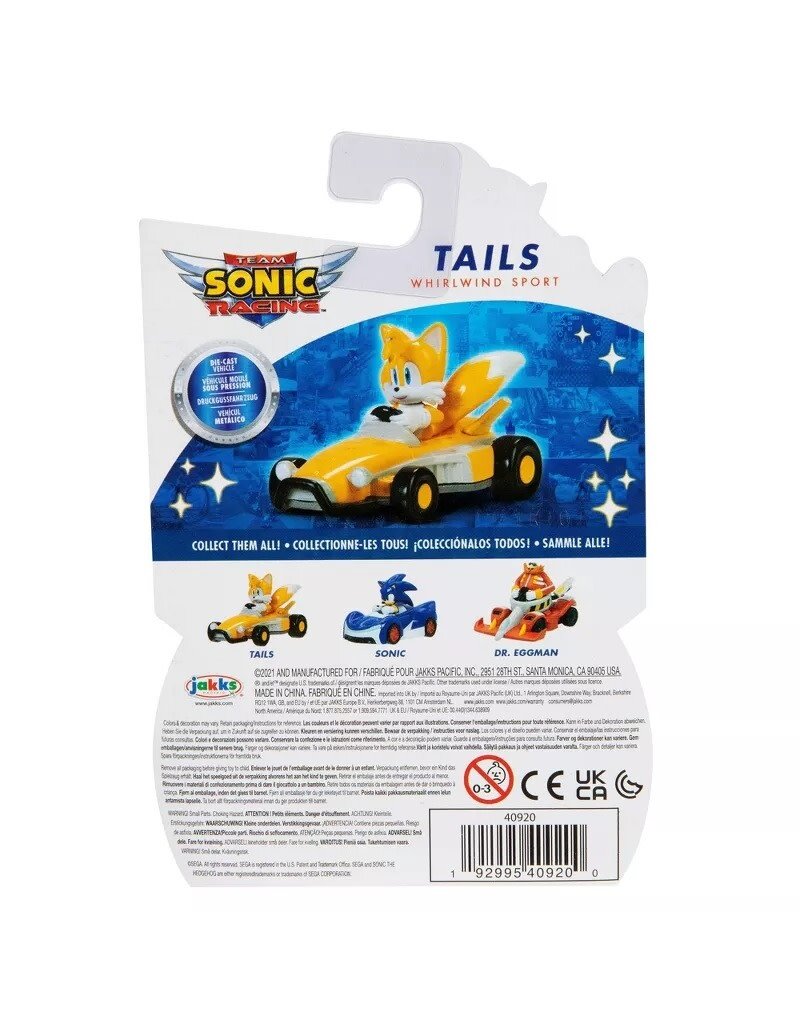 SONIC 40920 SONIC THE HEDGEHOG DIE-CAST VEHICLE: TAILS (WHIRLWIND SPORT)