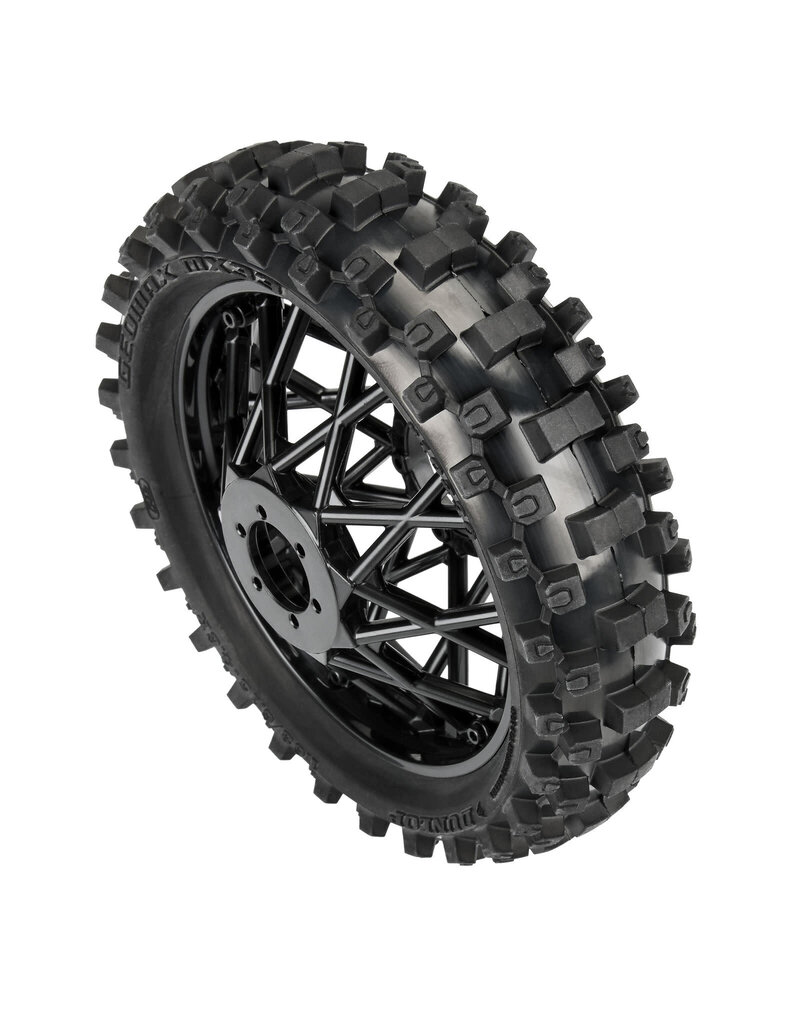 PROLINE RACING PRO1023010 GEOMAX MX33 V2 BEAD CR4 REAR TIRE MOUNTED ON BULLYSPOKE WHEEL BLACK