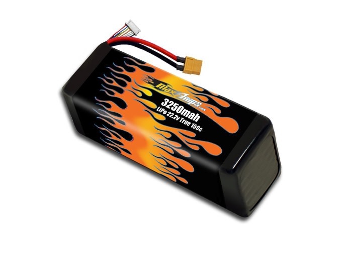 MAXAMPS 6S LIPO 22.2V 3250MAH 150C BATTERY: XT90