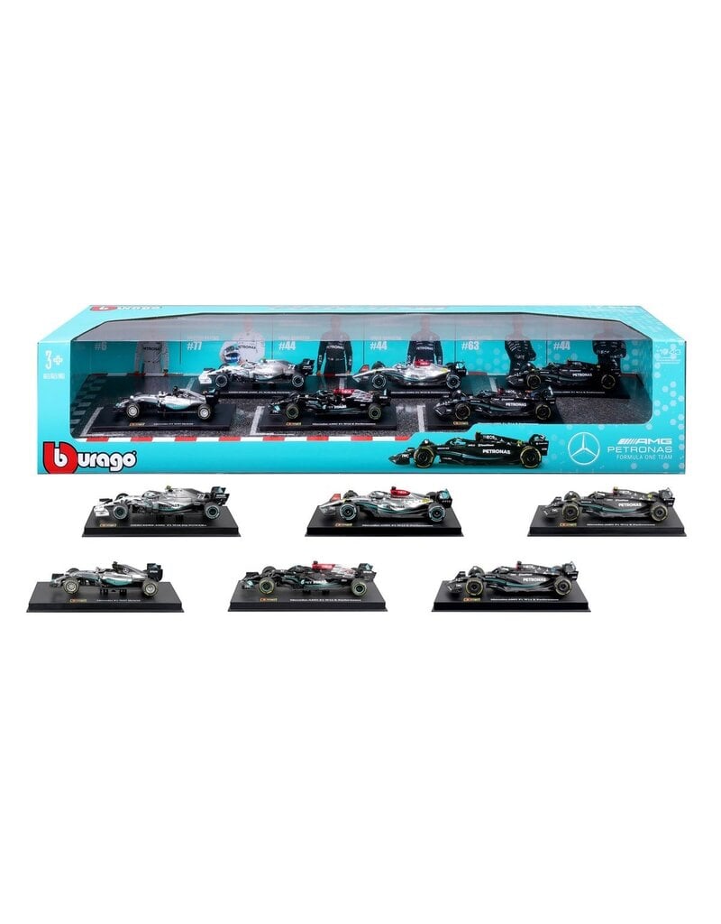 BURAGO BURAGO 1601290 FORMULA RACING MERCEDES DIE-CAST MODEL CAR 6-PACK