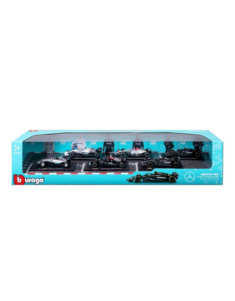 BURAGO BURAGO 1601290 FORMULA RACING MERCEDES DIE-CAST MODEL CAR 6-PACK