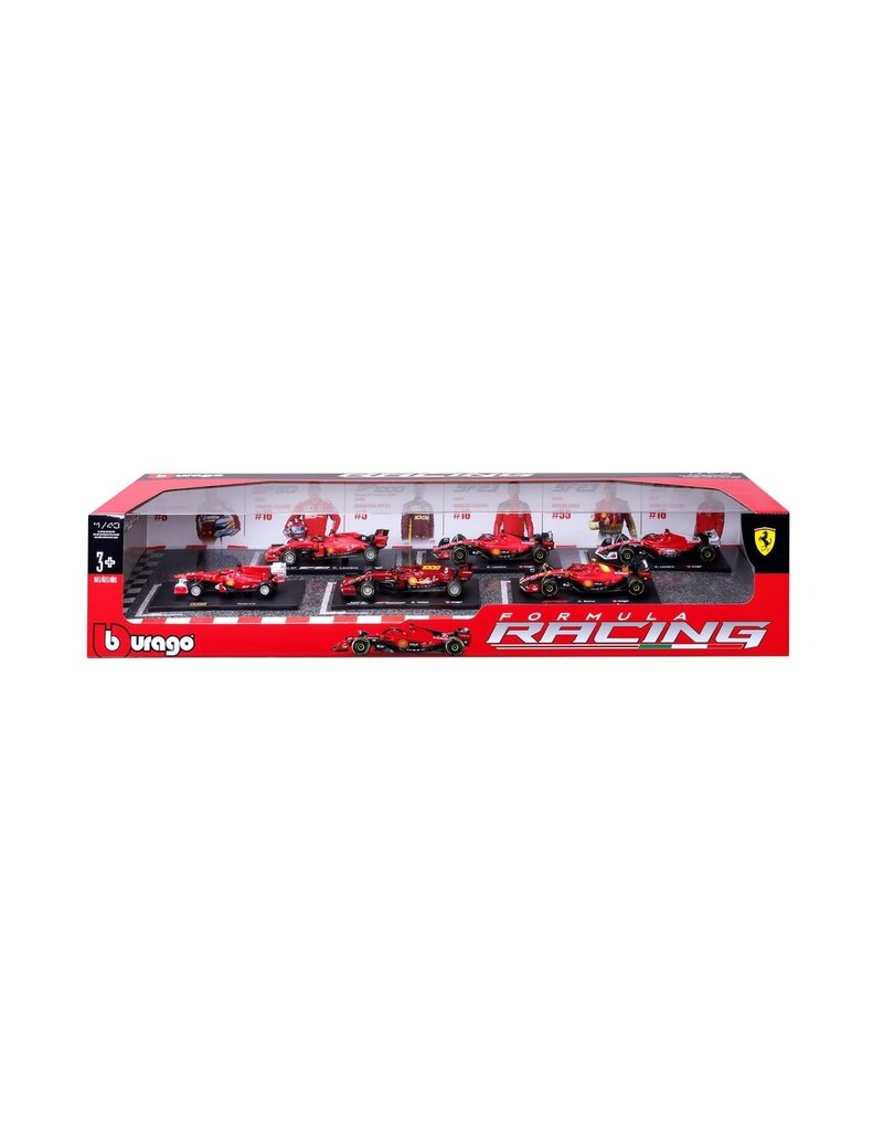 BURAGO BURAGO 1601290 FORMULA RACING FERRARI DIE-CAST MODEL CAR 6-PACK