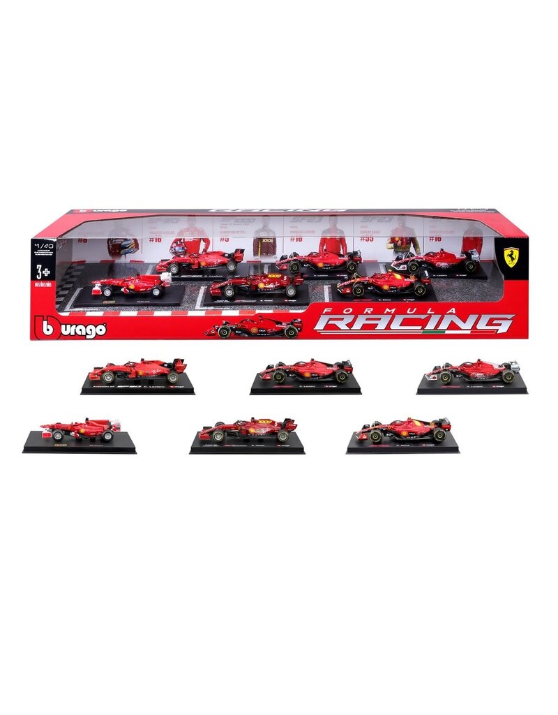 BURAGO BURAGO 1601290 FORMULA RACING FERRARI DIE-CAST MODEL CAR 6-PACK