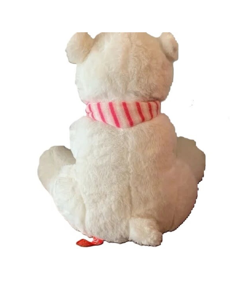 GITZY GITZY POLAR BEAR PLUSH TOY PINK AND WHITE SCARF WINTER