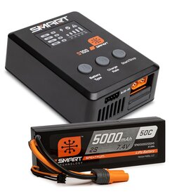 SPEKTRUM SPMX-1032 SMART POWERSTAGE SURFACE BUNDLE: 5000MAH 2S 50C LIPO BATTERY (IC5) / 100W S100 CHARGER