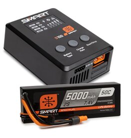 SPEKTRUM SPMX-1031 SMART POWERSTAGE SURFACE BUNDLE: 5000MAH 2S 50C LIPO BATTERY (IC3) / 100W S100 CHARGER
