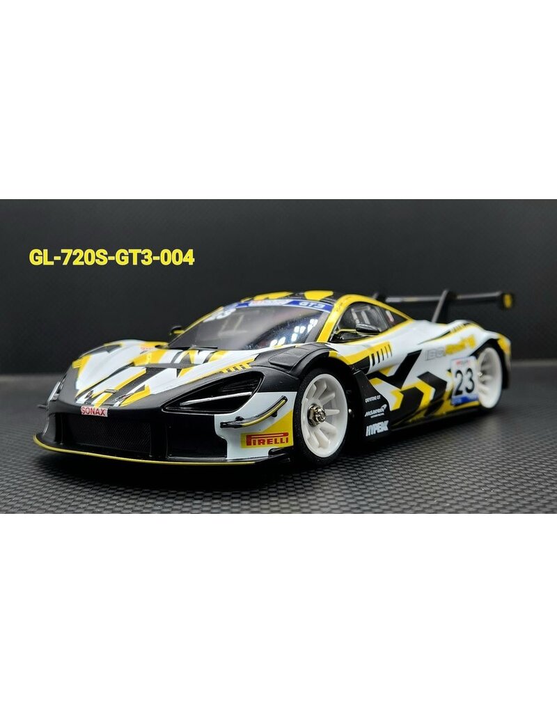 GL RACING GL-720S-GT3-004  MCLAREN 720S GT3 #23 LIVERY BODY: WHITE/ YELLOW/ BLACK