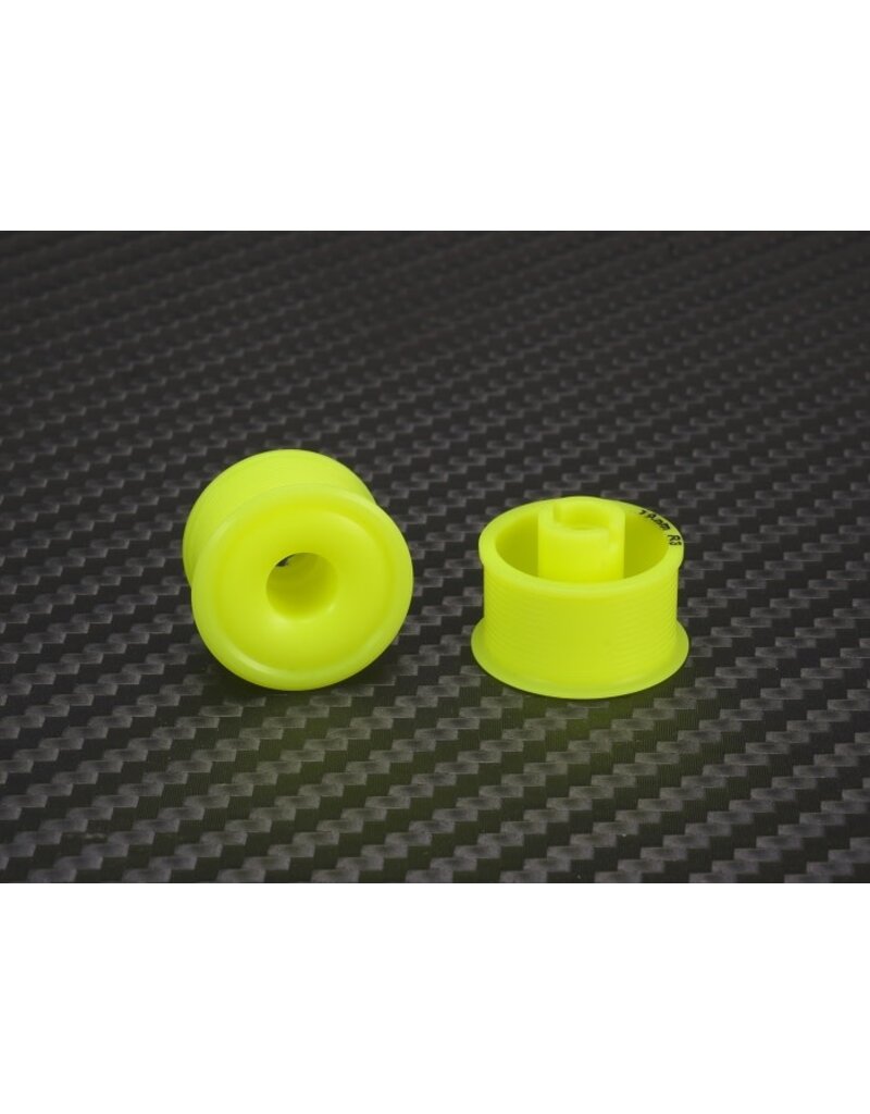 PN RACING PN MR2089R3-19 2WD DELRIN FORMULA 11X19 FLANGED REAR WHEELS 3MM OFFSET: YELLOW  (2)