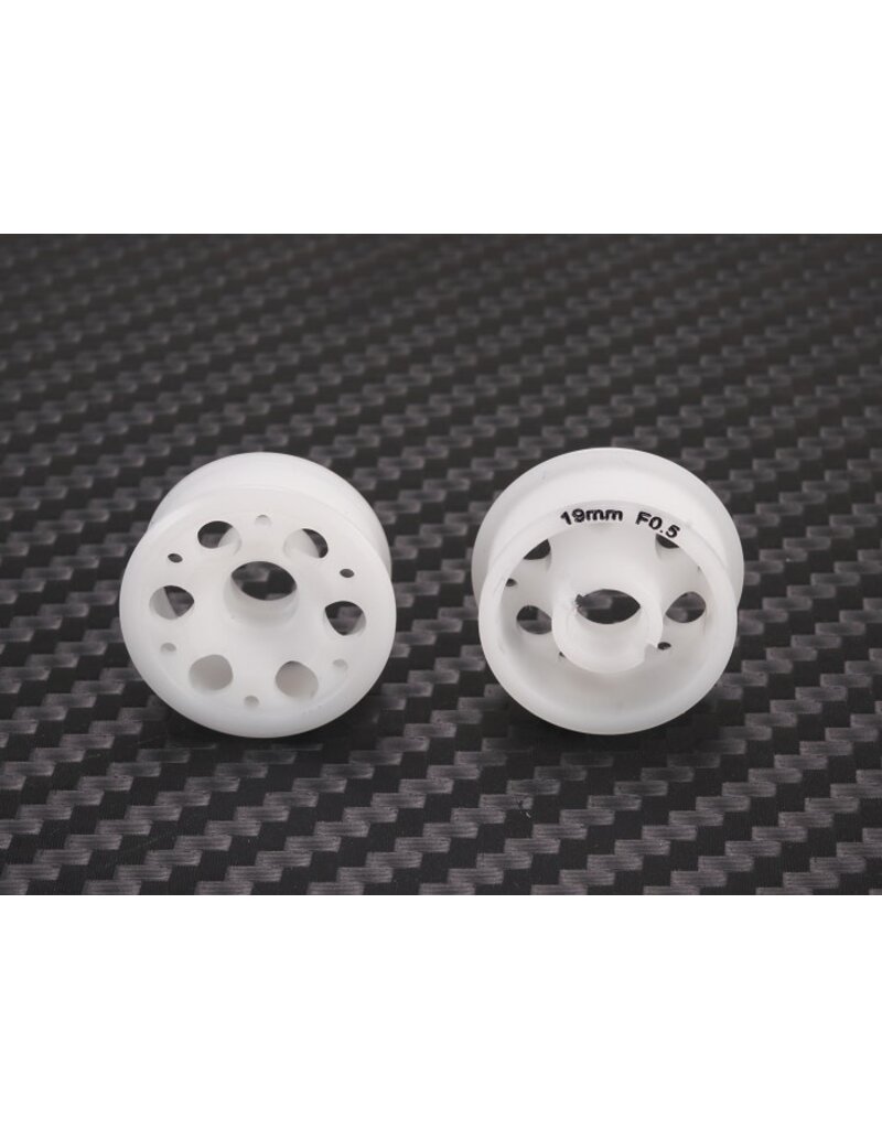 PN RACING PN MR2086F05 2WD DELRIN 6 SPOKE 8.5X19MM FLANGED FRONT WHEELS 0.5MM OFFSET: WHITE (2)