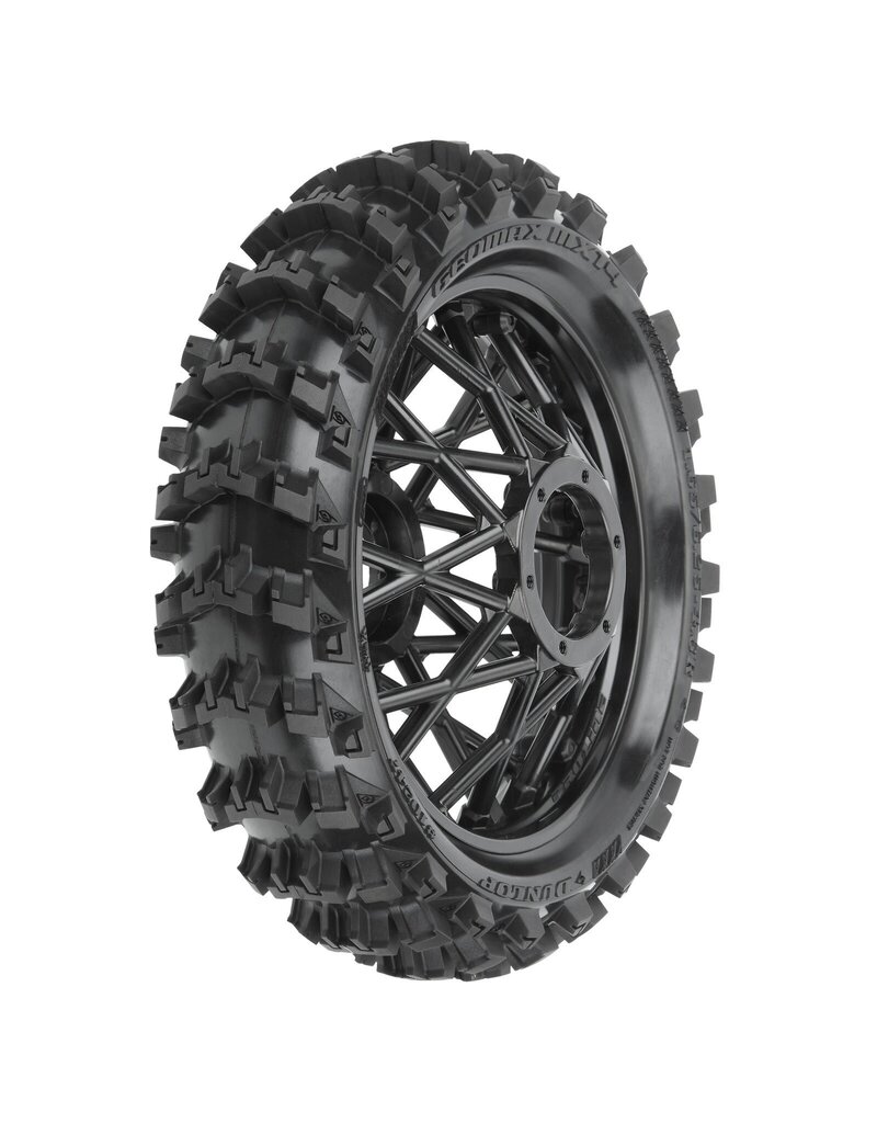PROLINE RACING PRO1024710 DUNLOP GEOMAX MX14 V2 BEAD CR4 REAR TIRE MTD ON BULLY SPOKE BLACK WHEEL