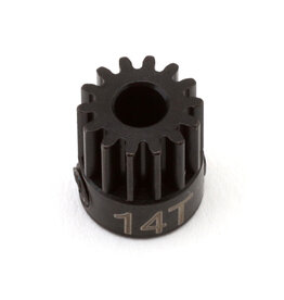 HOT RACING HRACSG14M05 MOD 0.5 PINION GEAR 14T (1/8 BORE): HARD BLACKENED STEEL